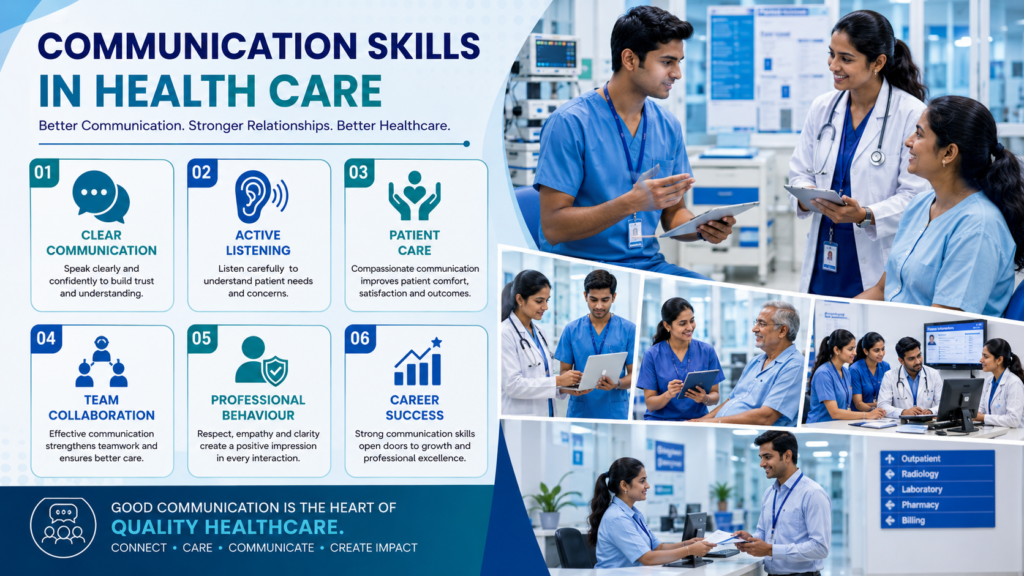 Healthcare students practising professional communication during clinical training at VGIMS.