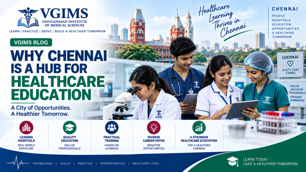 Healthcare students learning skills in a modern clinical training environment in Chennai